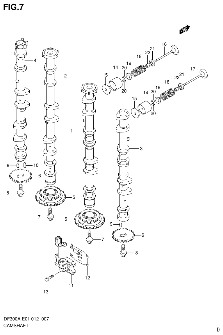 Suzuki DF300AP CAMSHAFT parts diagram